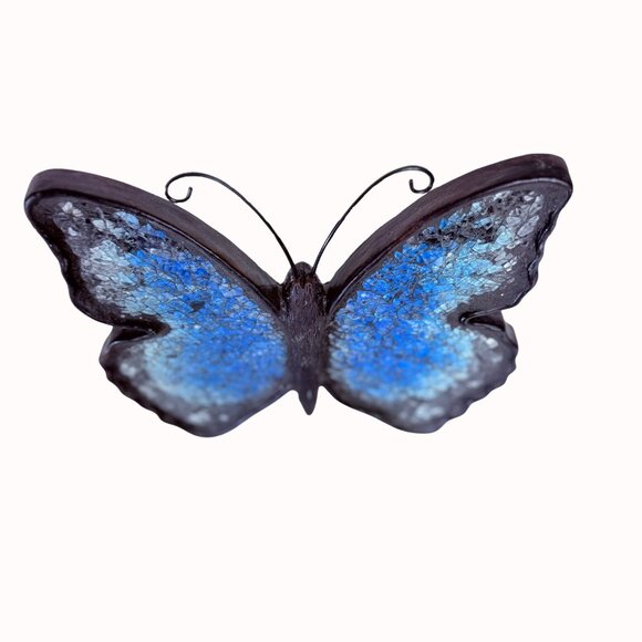 Blue Mosaic Butterfly Decor Freestanding Sculpture Indoor Outdoor Home Patio - Picture 11 of 12
